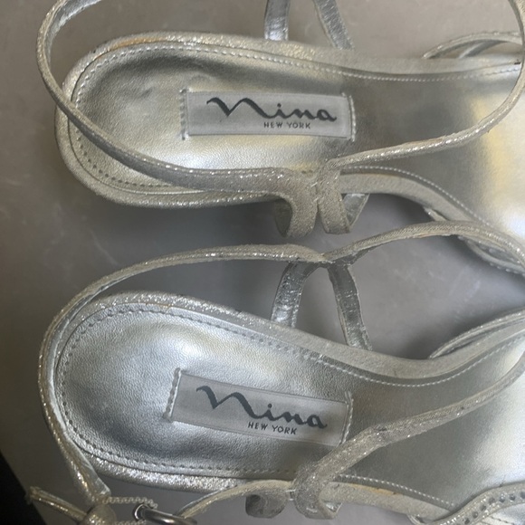 Nina silver embellished platform high heel sandal size 8 - Picture 5 of 10